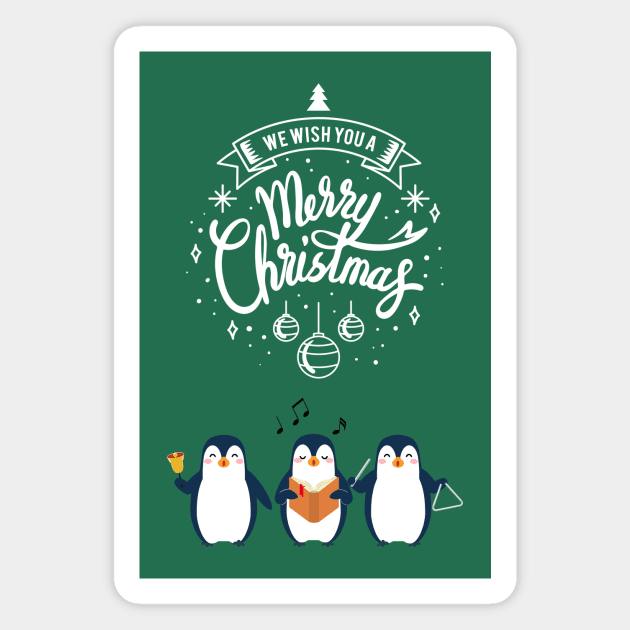 Christmas Penguins Caroling - Light Text Magnet by Whiskers and Wings